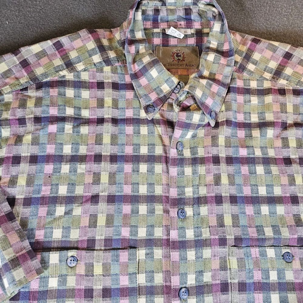 The Territory Ahead Men's XL Plaid Short Sleeve Casual Button Down‎ Shirt